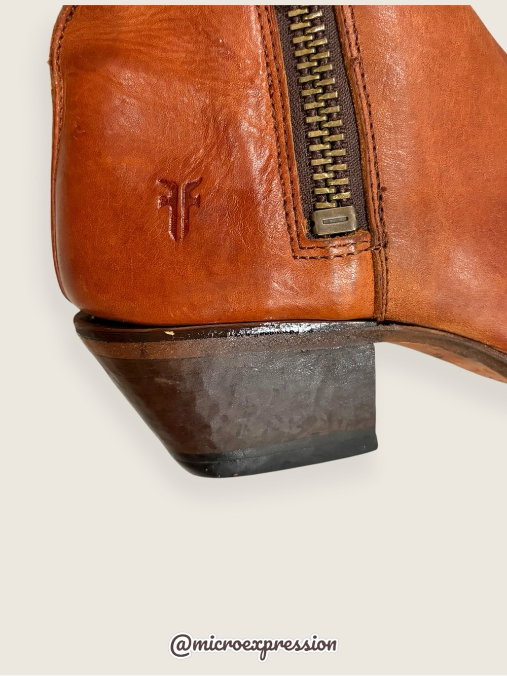 $369 Frye Sacha Moto Shortie Cognac Brown Leather Western Cowboy Ankle Booties - Picture 14 of 16